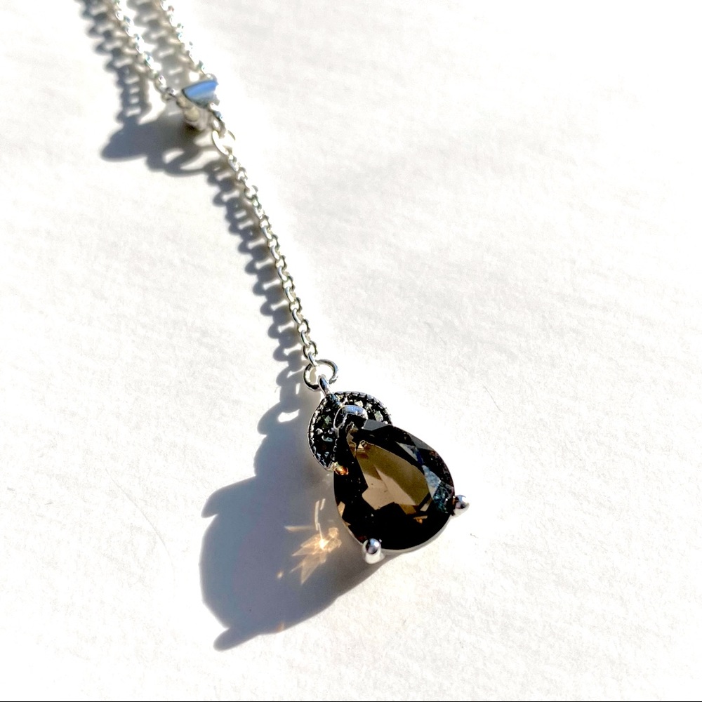 Smokey Quartz Pendant and 925 Silver Chain Necklace
